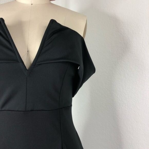 Off the shoulder V Plunge Bodycon Sheath Dress - Picture 2 of 7